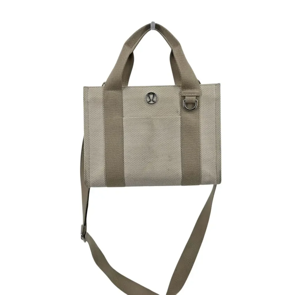 Lululemon Beige Two-Tone Canvas Mini Tote Bag 4.5L W/ Removable Adjustable Strap